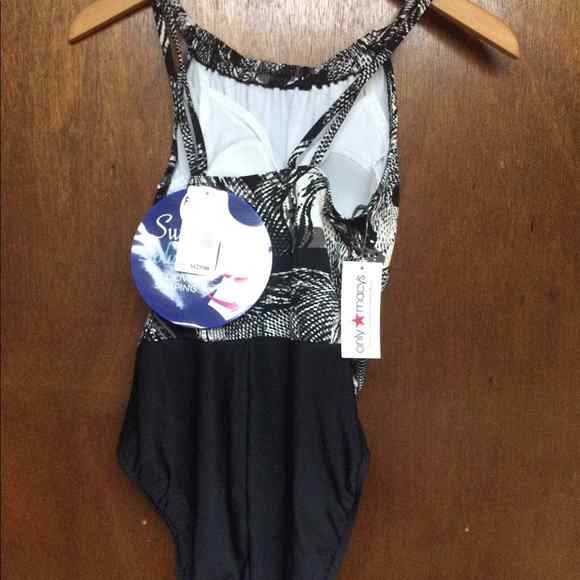 Swim Solutions Textured-Look‎ Print Bathing Suit Size 12 NWT $129 - Picture 5 of 7